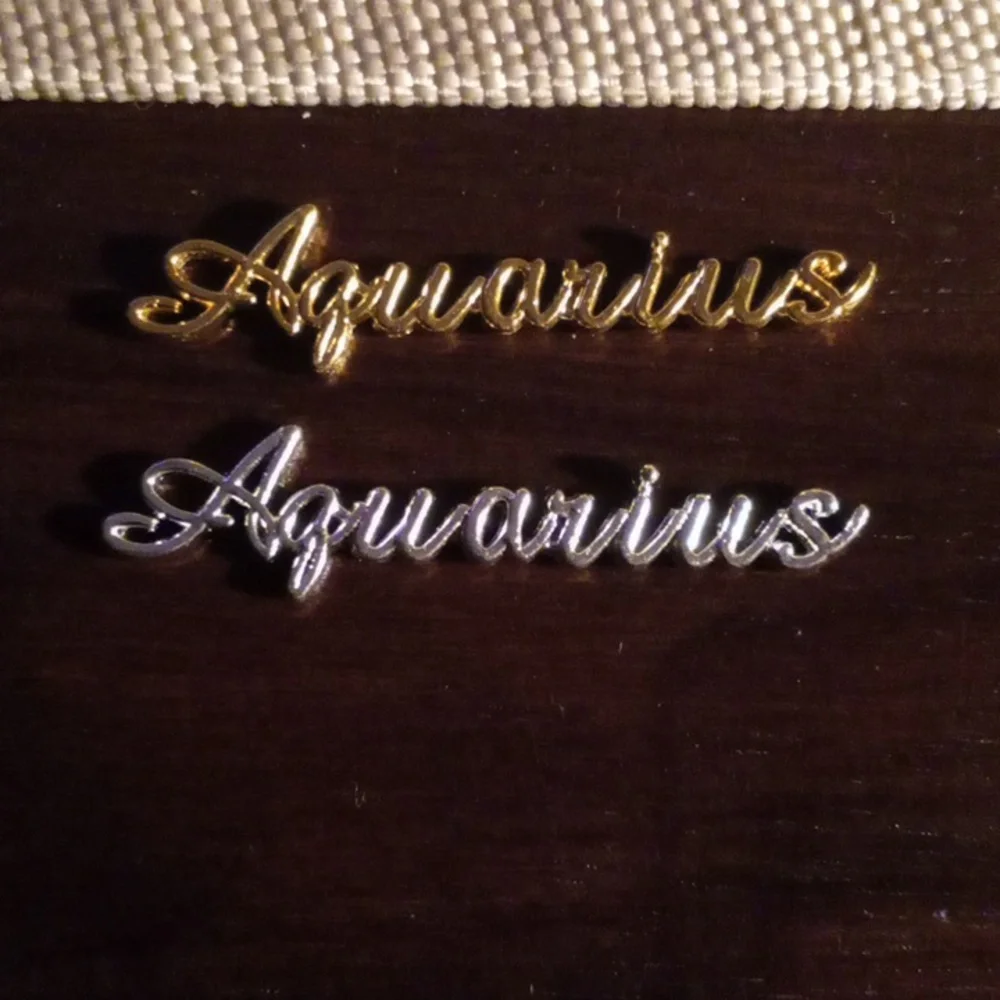 NEW AQUARIUS ZODIAC GOLD & SILVER TONE 3D METAL NAIL CHARMS (2PCS)